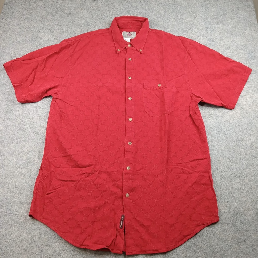 Territory Ahead Shirt Mens 2XL Red Short Sleeve Button Down Textured Tencel